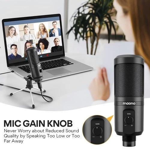 MAONO USB Computer Microphone with Mic Gain Knob, Condenser Recording Mic for PC, Gaming, Streaming, Podcasts - AU-PM461TR - Toytexx MAONO USB Computer Microphone with Mic Gain Knob, Condenser Recording Mic for PC, Gaming, Streaming, Podcasts - AU-PM461TR - Toytexx